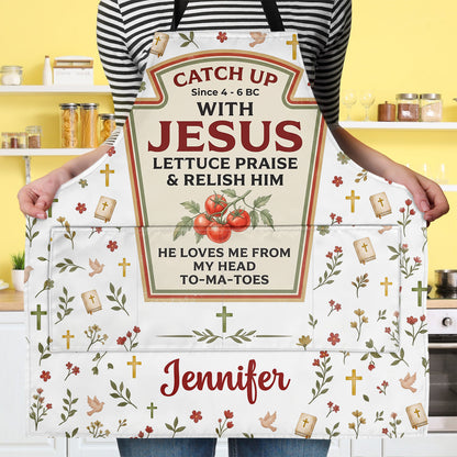 He Loves Me From My Head To My Tomatoes | Personalized Apron With Pocket