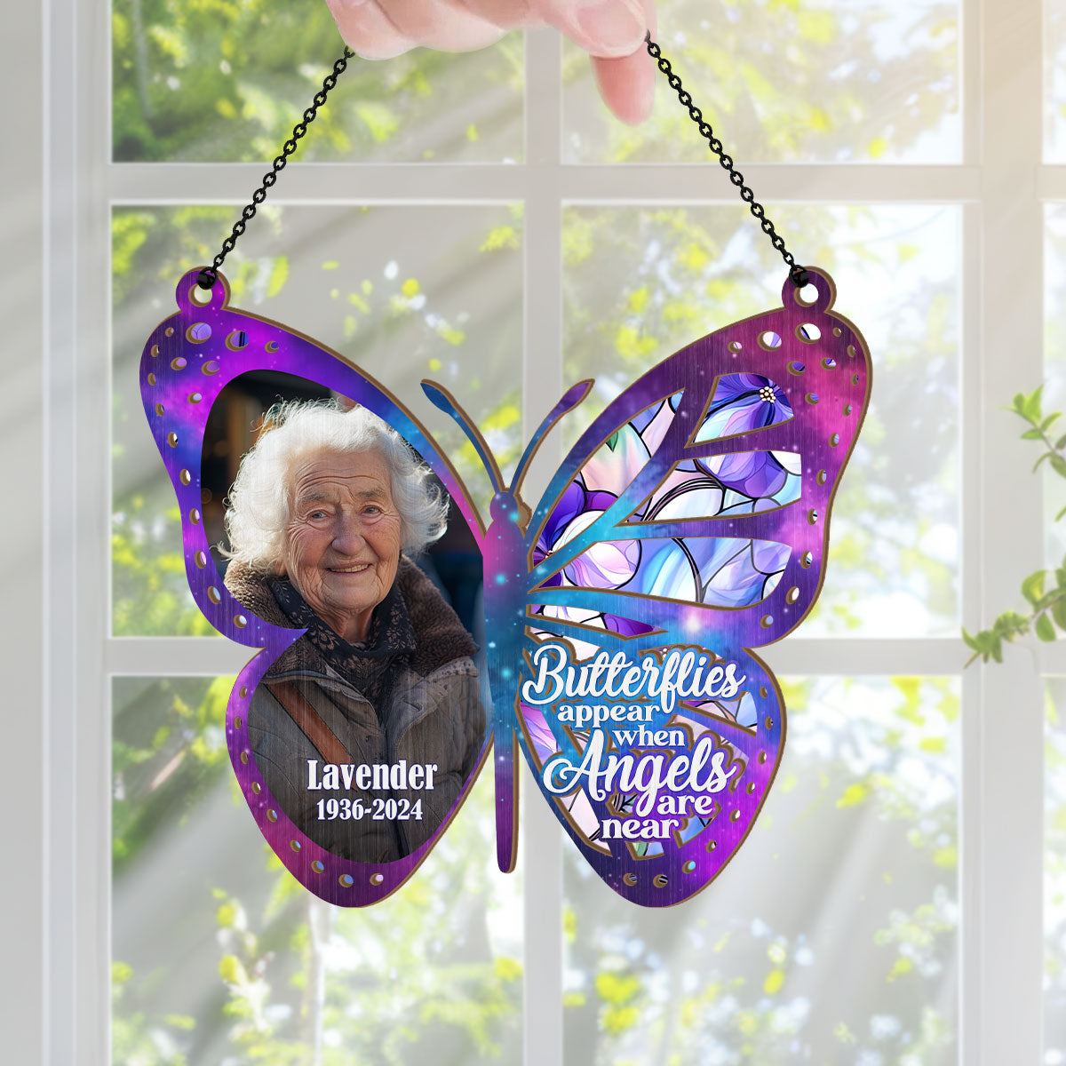 Butterflies Appear When Angels Are Near | Personalized Window Hanging Suncatcher JSWHSCHLH1476L