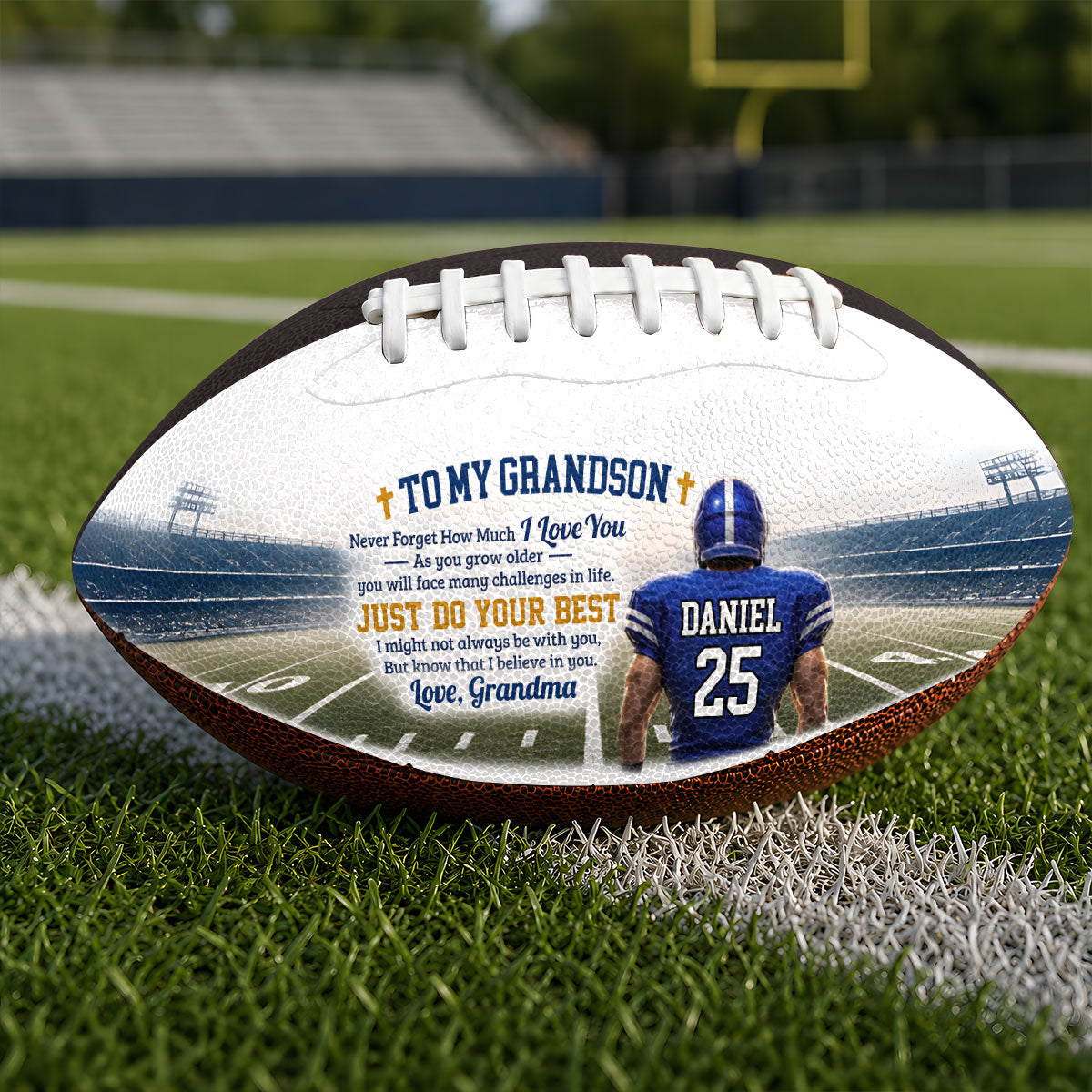 To My Grandson Never Forget How Much I Love You  | Personalized Football