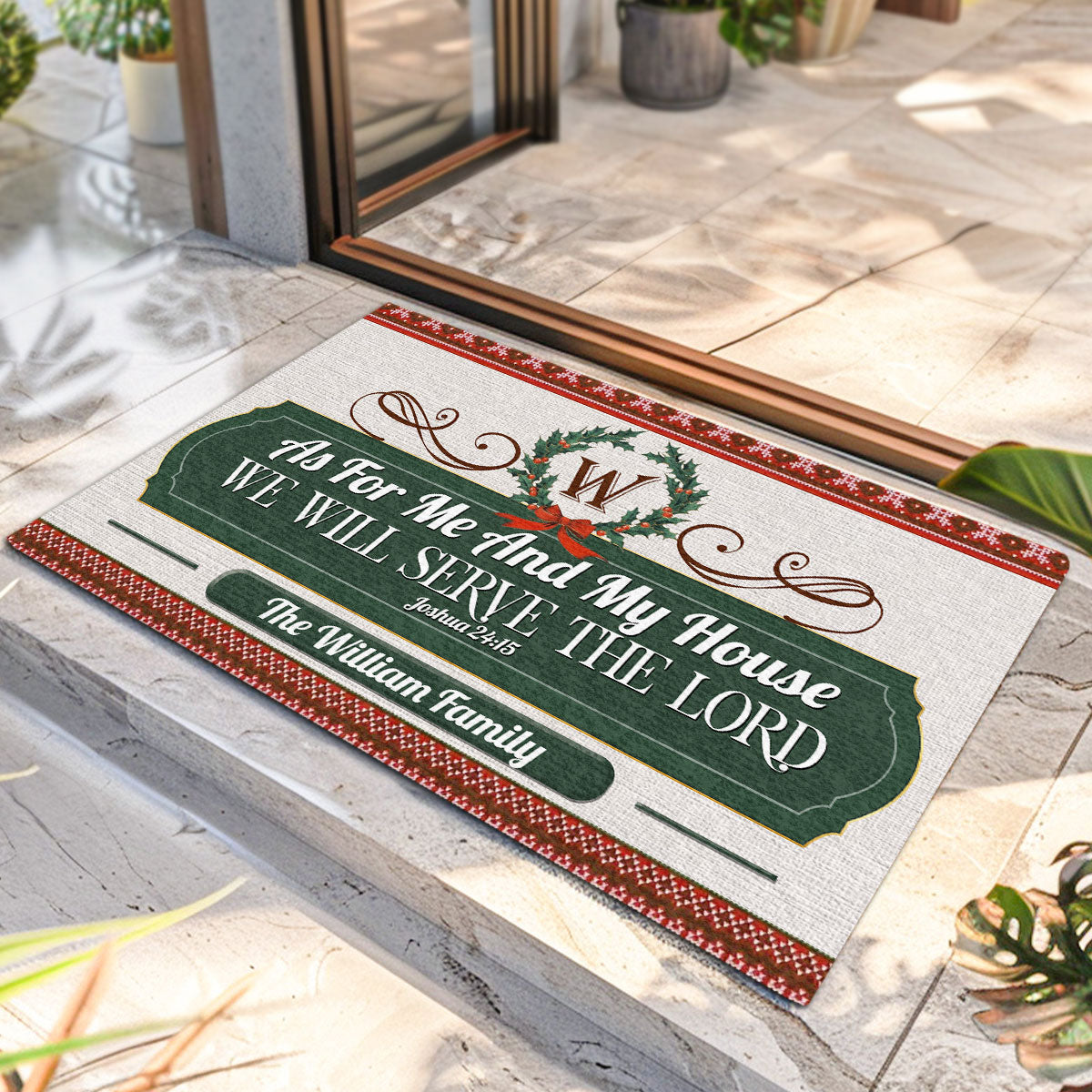 As For Me And My House We Will Serve The Lord | Personalized Doormat