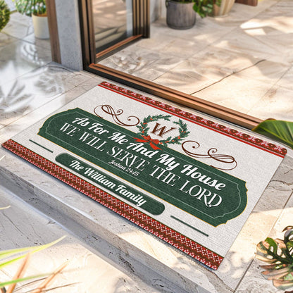 As For Me And My House We Will Serve The Lord | Personalized Doormat