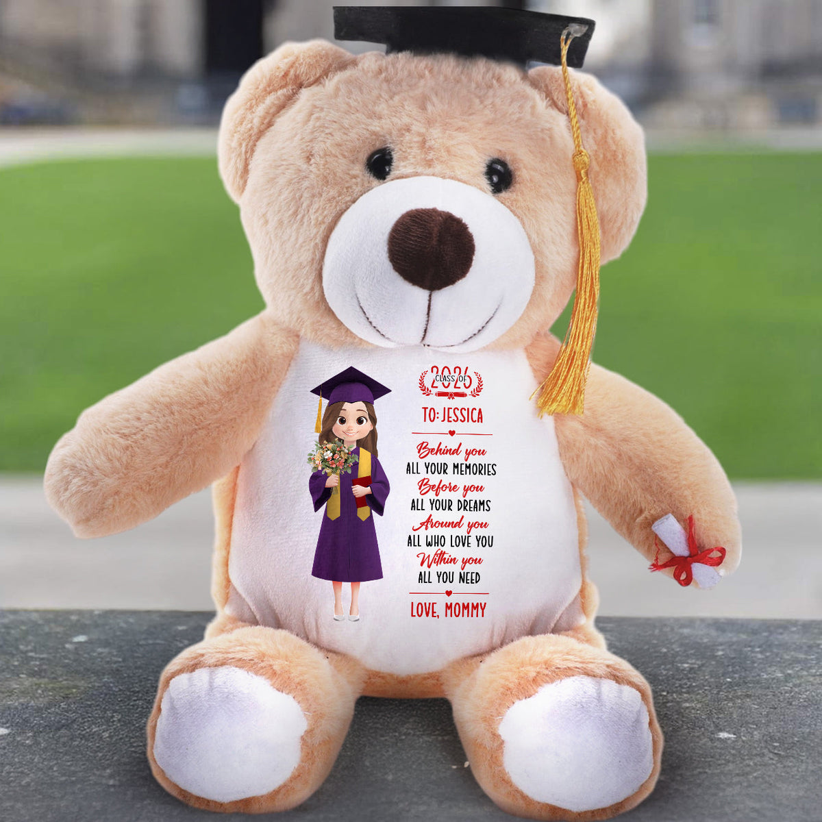 Behind You All Your Memories | Personalized Graduation Teddy Bear