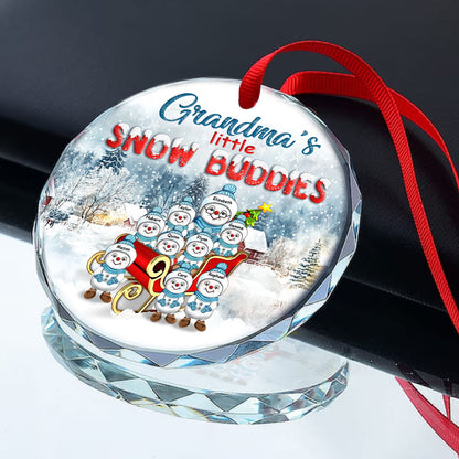 Grandma's Little Snow Buddies | Personalized 1-Side Round Glass Ornament JSURGOPPN2653T