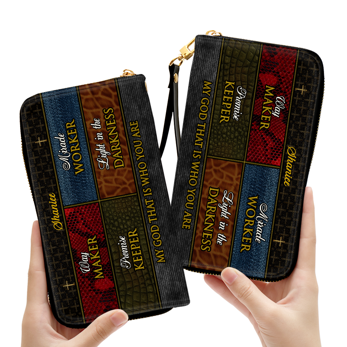 Jesuspirit | Personalized Leather Clutch Purse With Wristlet Strap Handle | Spiritual Gifts For Christian Women | Way Maker CPM727