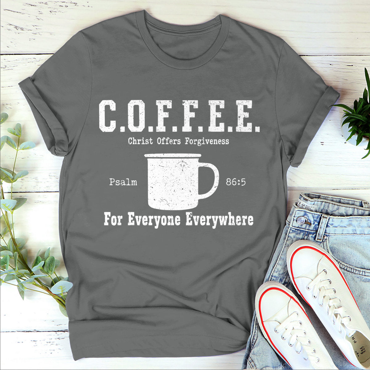 Coffee Christ Offers Forgiveness |  2D Unisex T-shirt