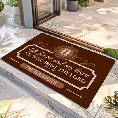 As For Me And My House We Will Serve The Lord | Personalized Doormat JSDMPH1406M