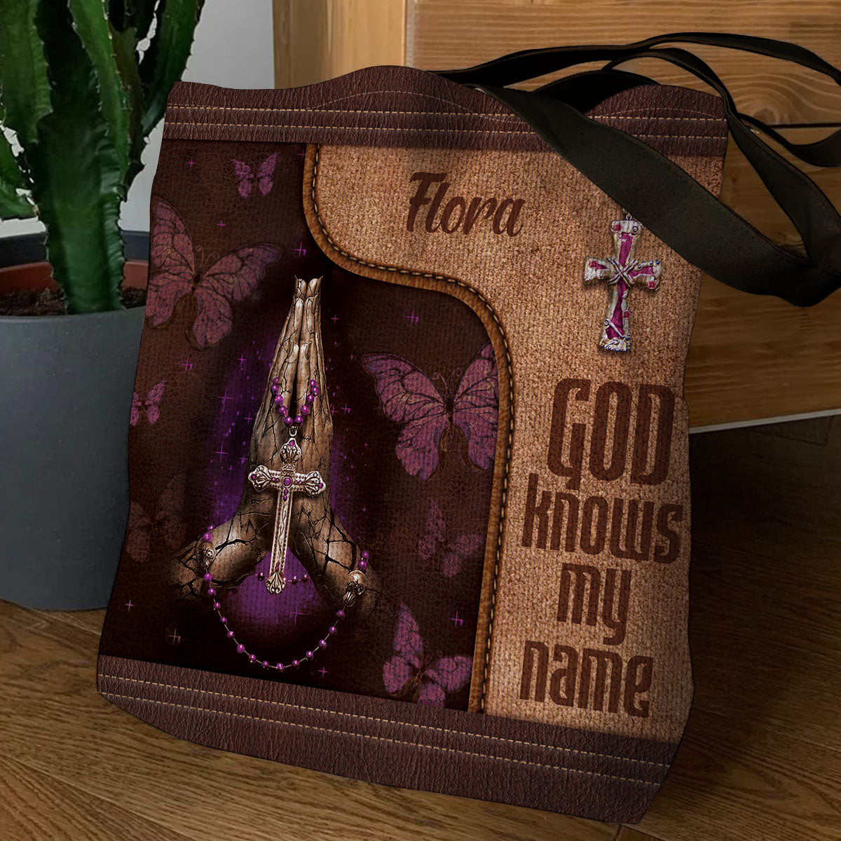 God Knows My Name - Elegant Personalized Butterfly Tote Bag NM137