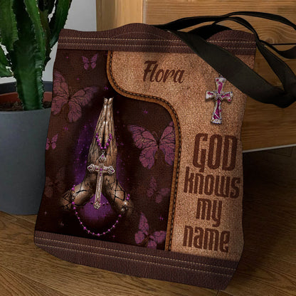 God Knows My Name - Elegant Personalized Butterfly Tote Bag NM137