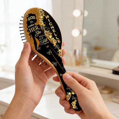 God Is Within Her She Will Not Fall | Personalized Hair Brush
