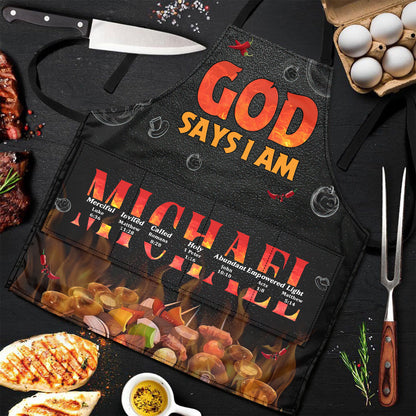 God Says I Am  | Personalized Apron With Pocket