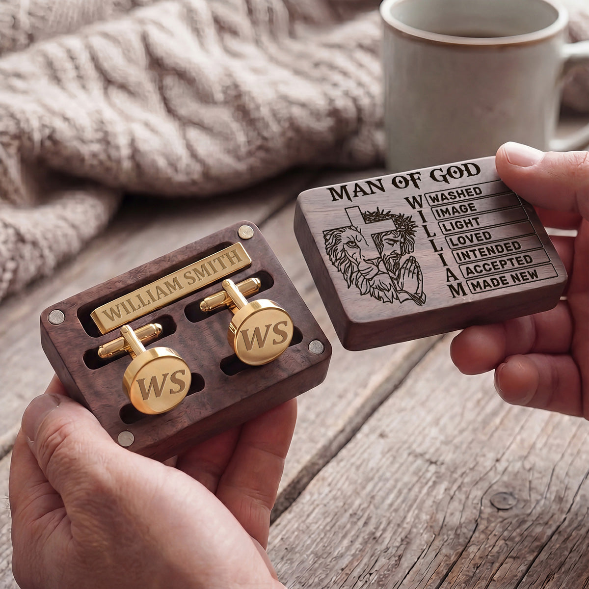 Man Of God | Personalized Tie Clip & Cufflinks Set