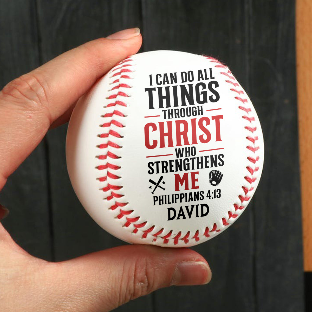 I Can Do All Things Through Christ Who Strengthens Me | Personalized Baseball Ball