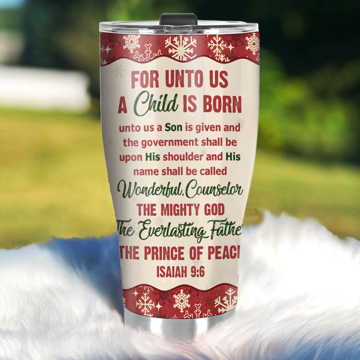 For Unto Us A Child Is Born | Personalized Stainless Steel Tumbler