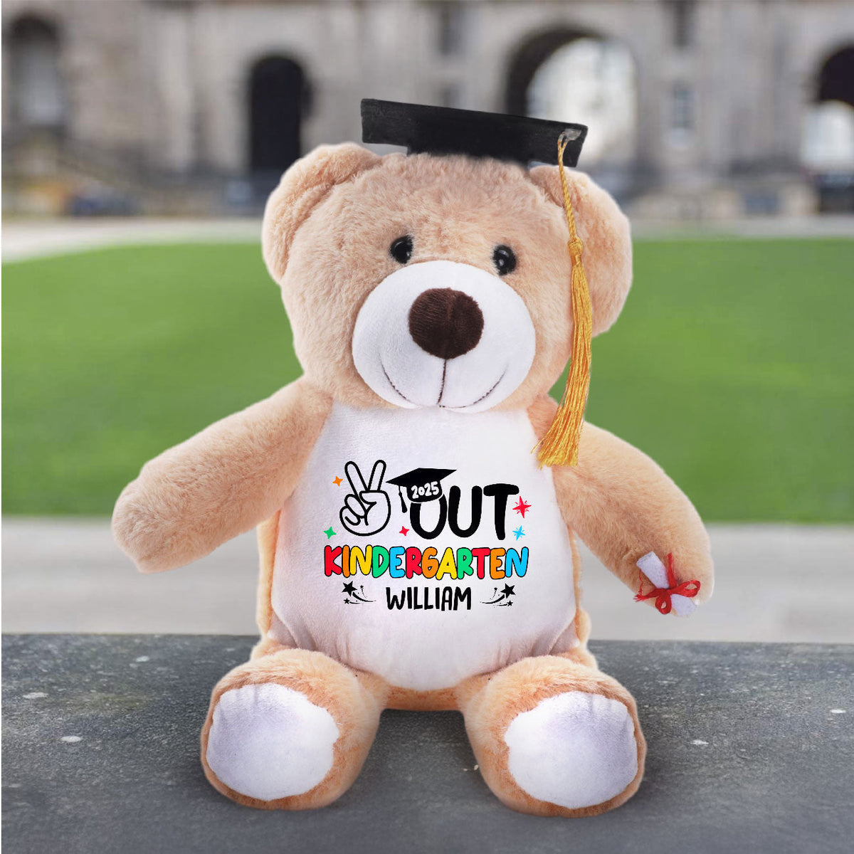 Peace Out Kindergarten  | Personalized Graduation Teddy Bear