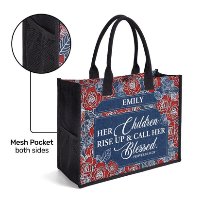 Her Children Rise Up & Call Her Blessed - Personalized New Canvas Tote Bag CTBM05