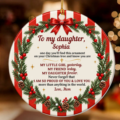 Never Forget That I Am So Proud Of You | Personalized Round Shaped Ceramic Ornament