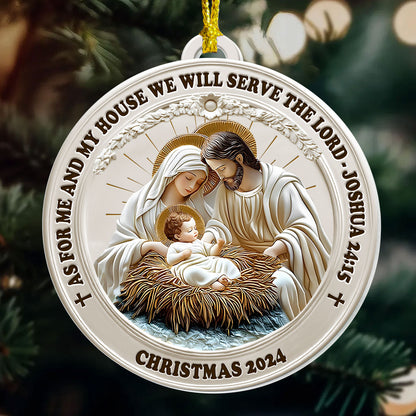 As For Me And My House We Will Serve The Lord | Personalized 1-Side Acrylic Ornament