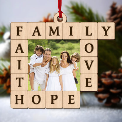 Family Faith Love Hope | Personalized Cutout & Print 2 Sides Wood Ornament JSCWO2SHLPA2749L