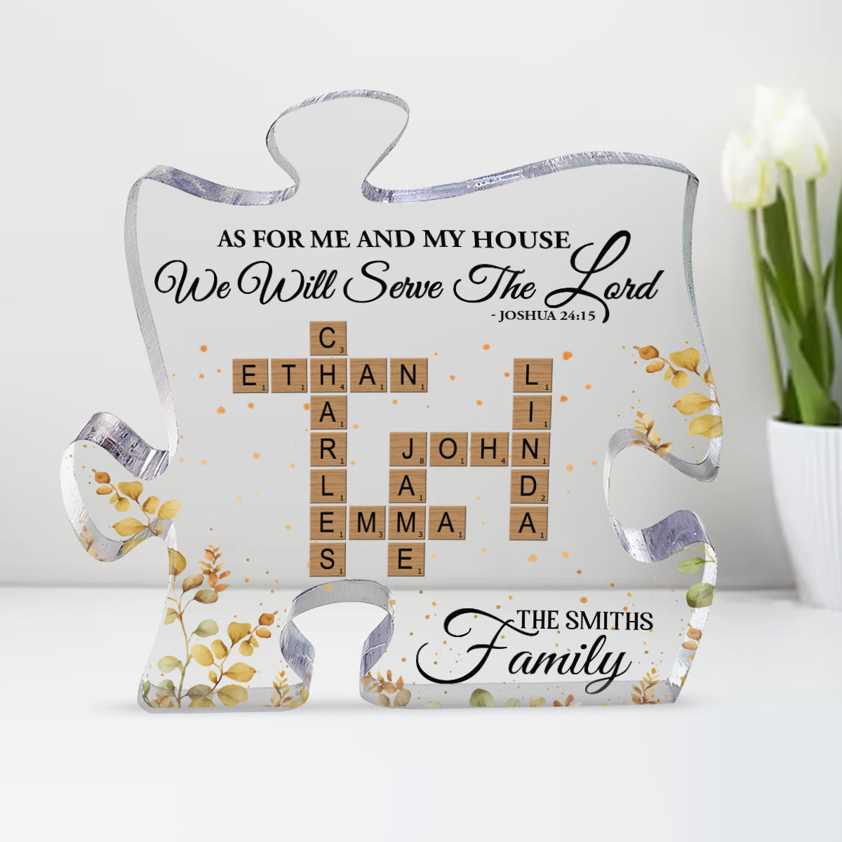 As For Me And My House We Will Serve The Lord | Personalized Custom Shaped Squared Acrylic Plaque