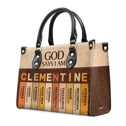 God Says I Am  | Personalized Leather Handbag JSLHBPH847D