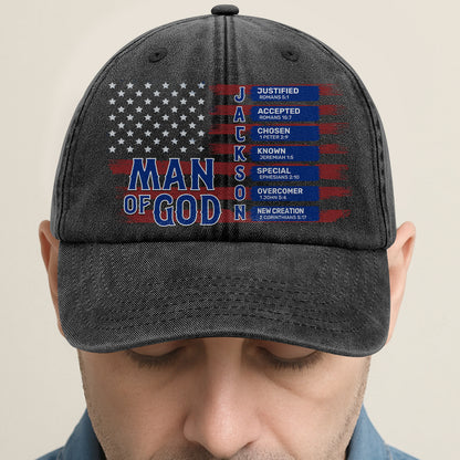 Man Of God  | Personalized Vintage Washed Denim Cap