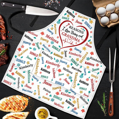 The Reason I Love Being A Grandma | Personalized Apron With Pocket