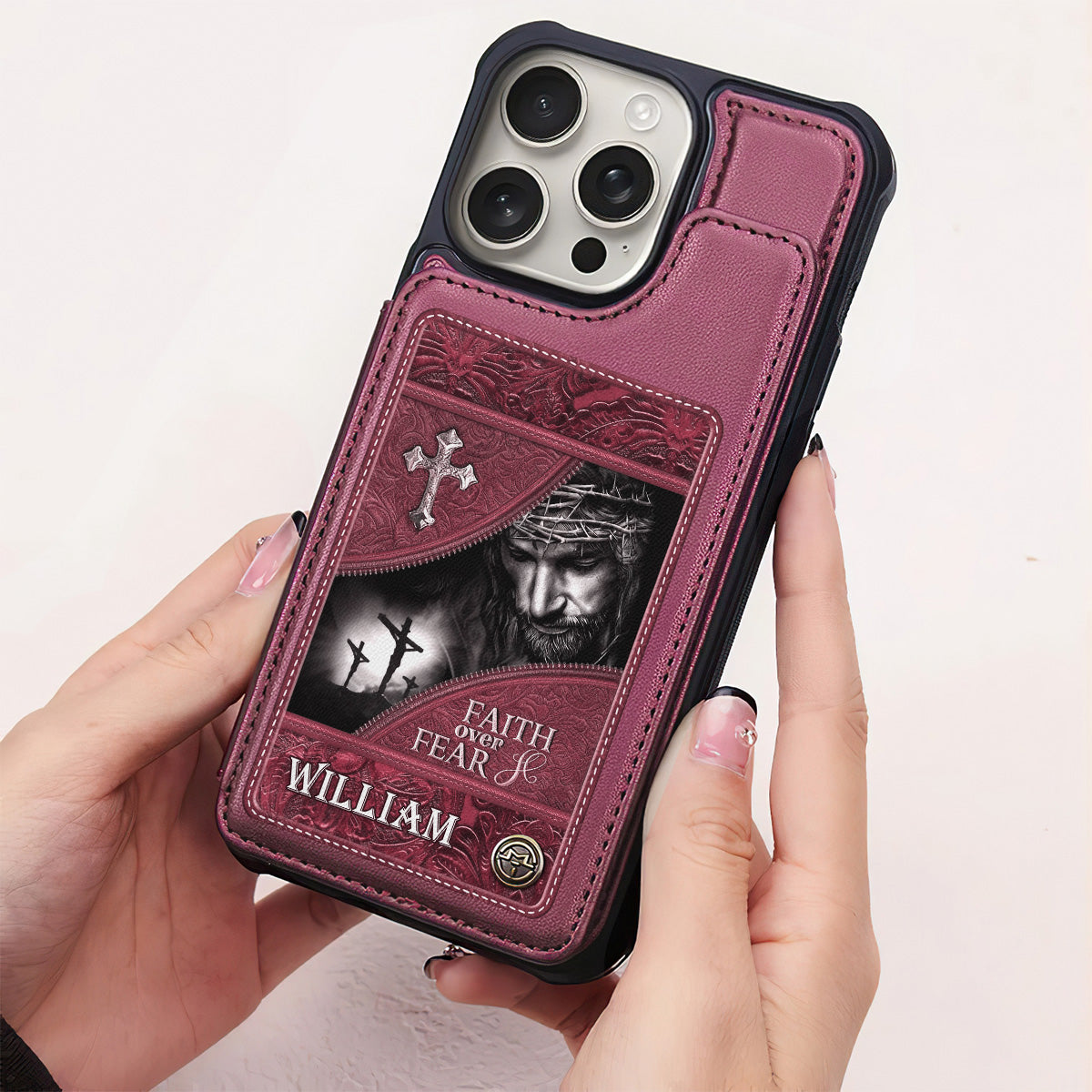 Faith Over Fear | Personalized Leather Flip Wallet Phone Case
