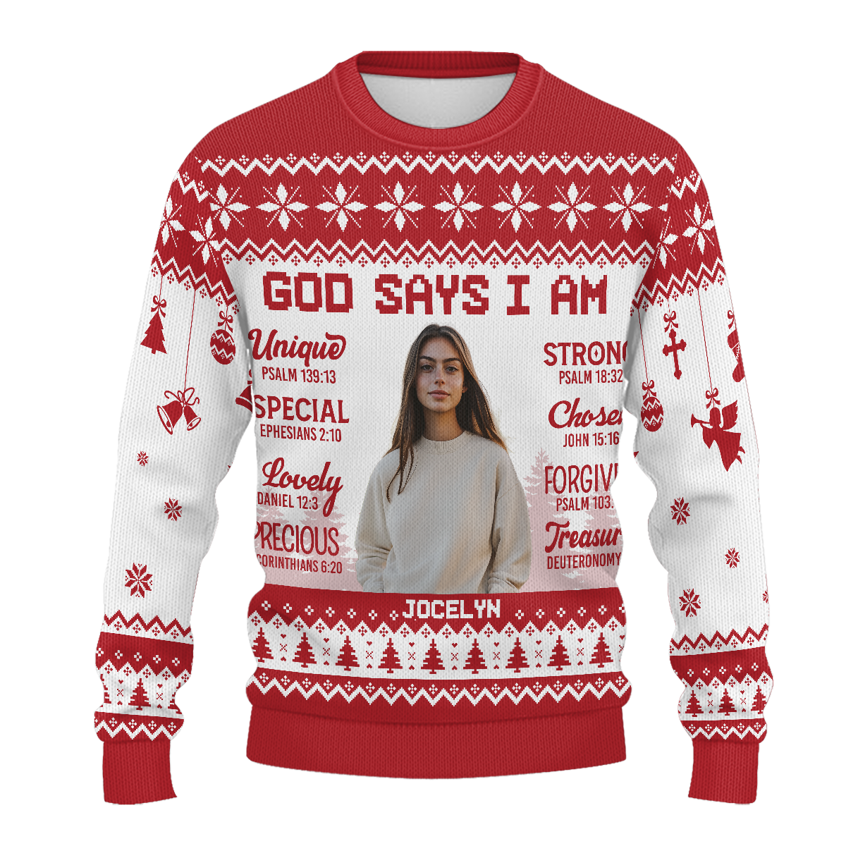 God Says I Am | Personalized Wool Sweater JSWSWPH1973TA