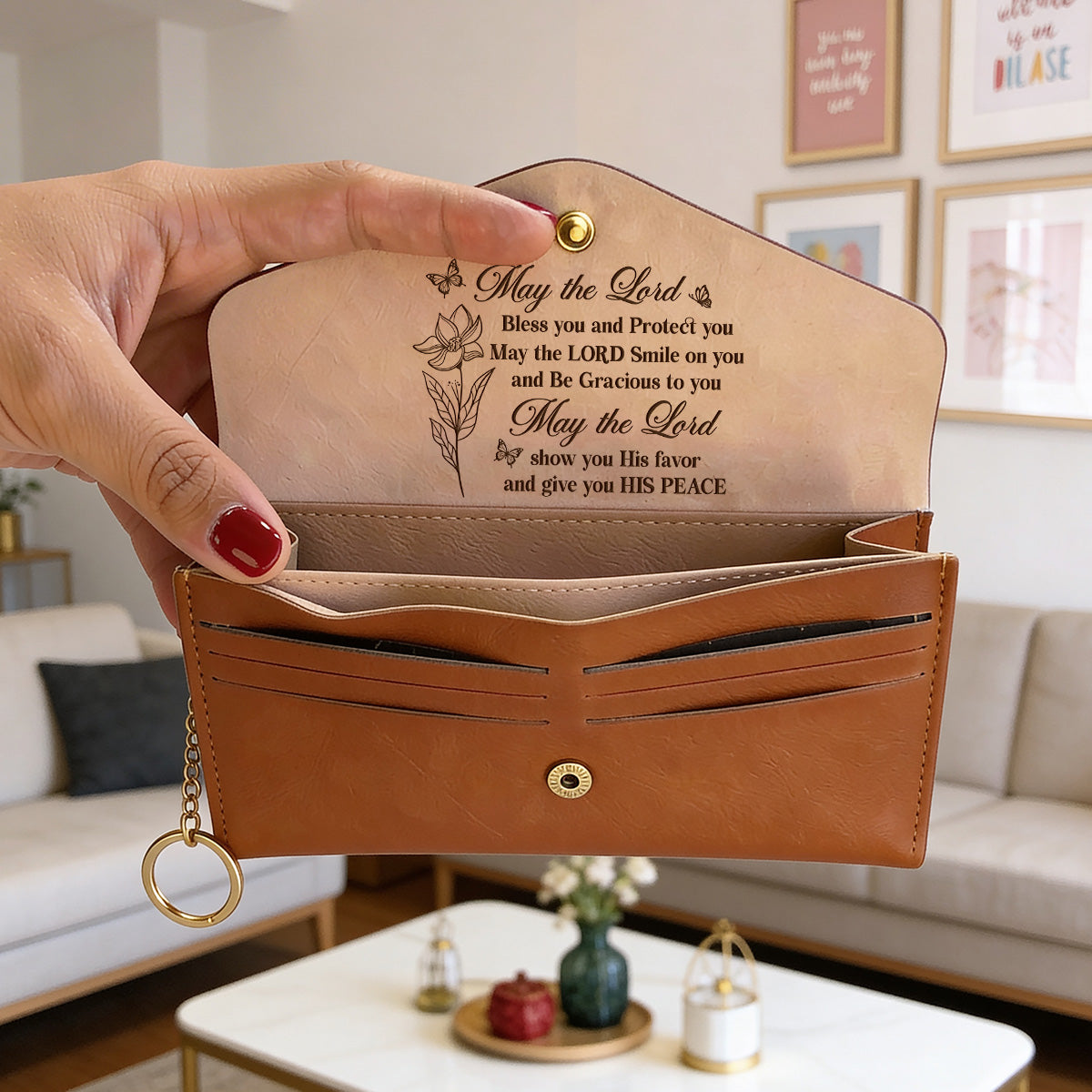 May The Lord Bless You | Personalized Leather Envelope Wallet