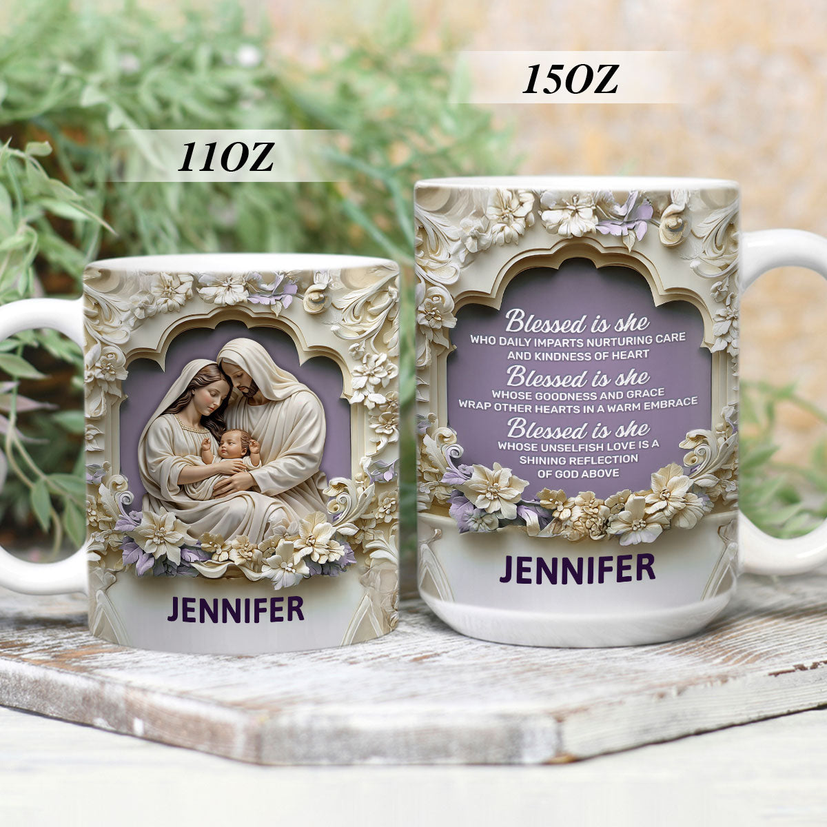 Blessed Is She Who Daily Imparts Nurturing Care And Kindness Of Heart | Personalized White Ceramic Mug