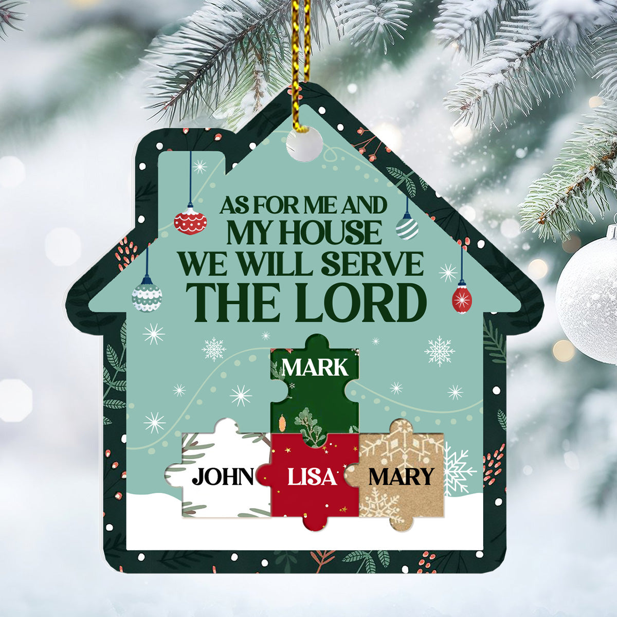 As For Me And My House We Will Serve The Lord | Personalized 1-Side Acrylic Ornament JSACOHLPA2628M