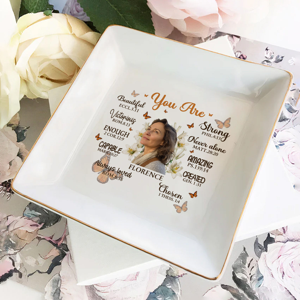 You Are Beautiful Victorious Affirmation | Personalized Jewelry Dish JSJDPPA2832T