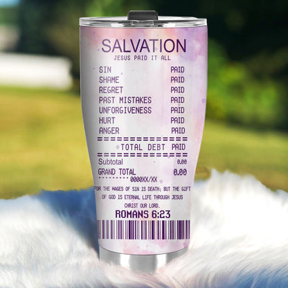 Salvation Jesus Paid It All | Personalized Stainless Steel Tumbler