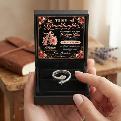 To My Granddaughter Never Forget How Much I Love You | Personalized Hug Ring