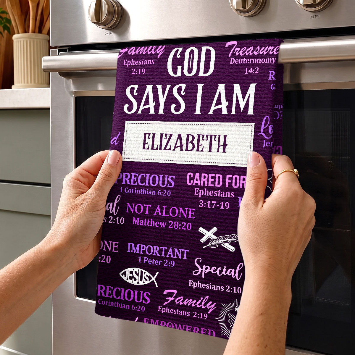 God Says I Am | Personalized Kitchen Towel