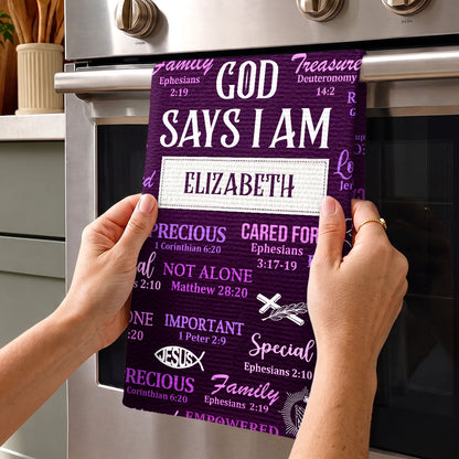 God Says I Am | Personalized Kitchen Towel
