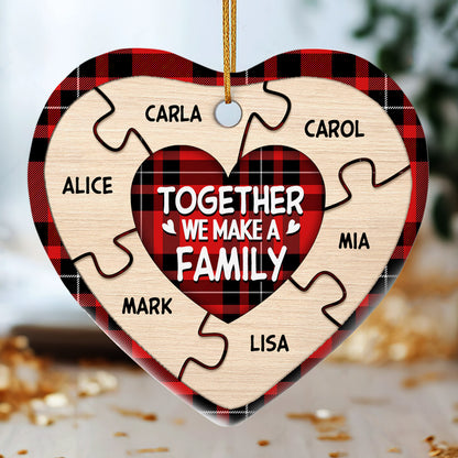 Together We Make A Family | Personalized Heart Shaped Ceramic Ornament JSHCOHLPA2576T