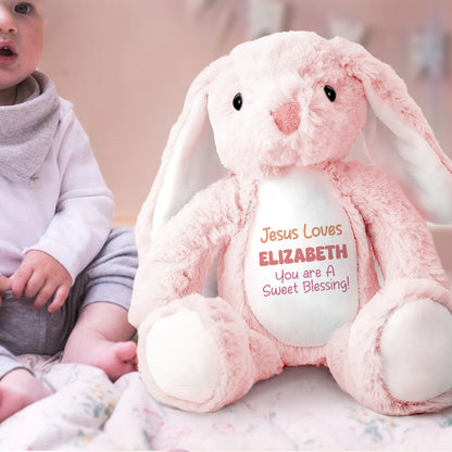 Jesus Loves Me - Personalized Stuffed Bunny
