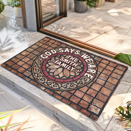 God Says We Are  | Personalized Doormat