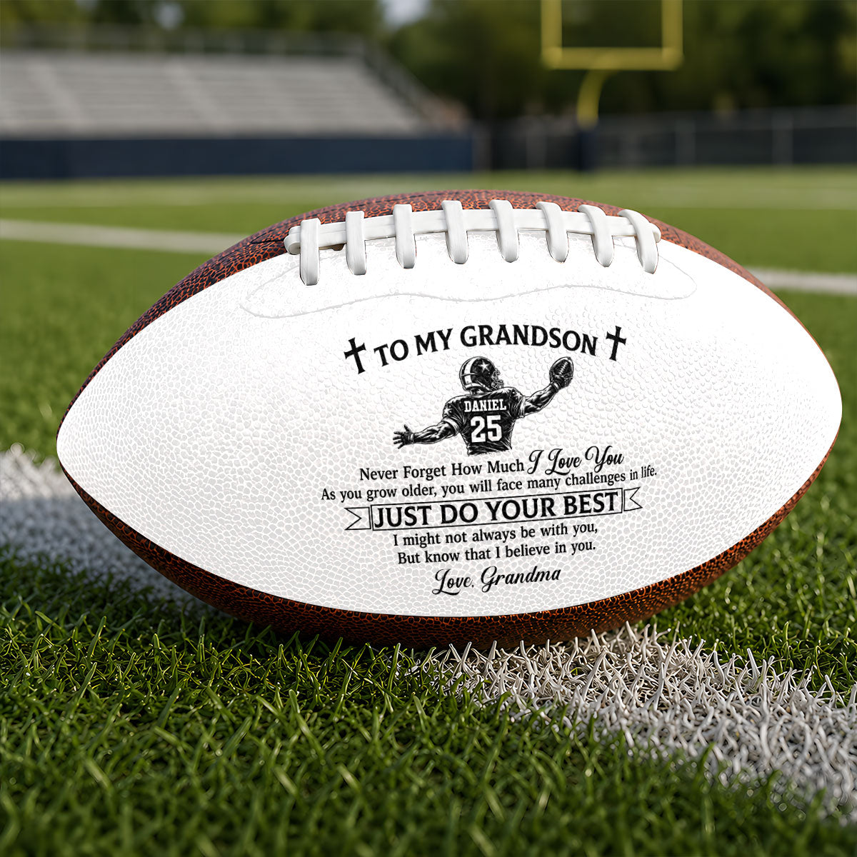 To My Grandson Never Forget How Much I Love You  | Personalized Football