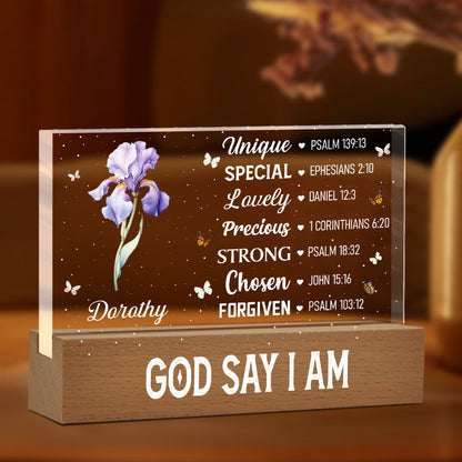 God Say You Are | Personalized Acrylic Plaque Night Light JSAPNLPH1985D