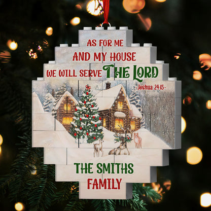 As For Me And My House We Will Serve The Lord | Personalized Circle Buildable Ornament-1 Side Print