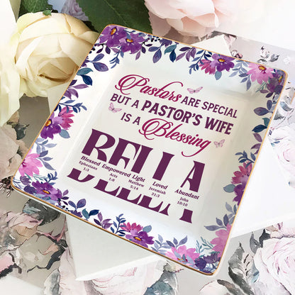 Pastor's Wife Is A Blessing | Personalized Ceramic Ring Dish Square
