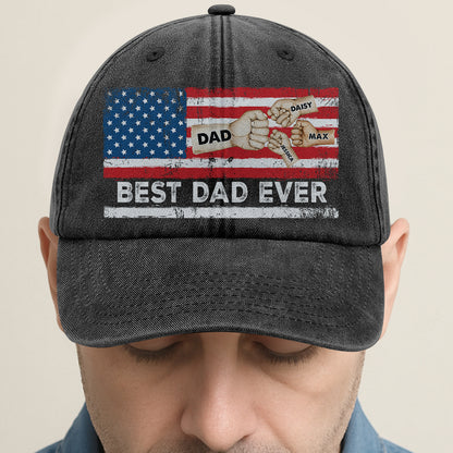 Best Dad Ever | Personalized Vintage Washed Denim Cap