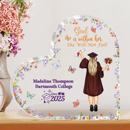 God Is Within Her She Will Not Fall | Personalized Custom Shaped Squared Acrylic Plaque