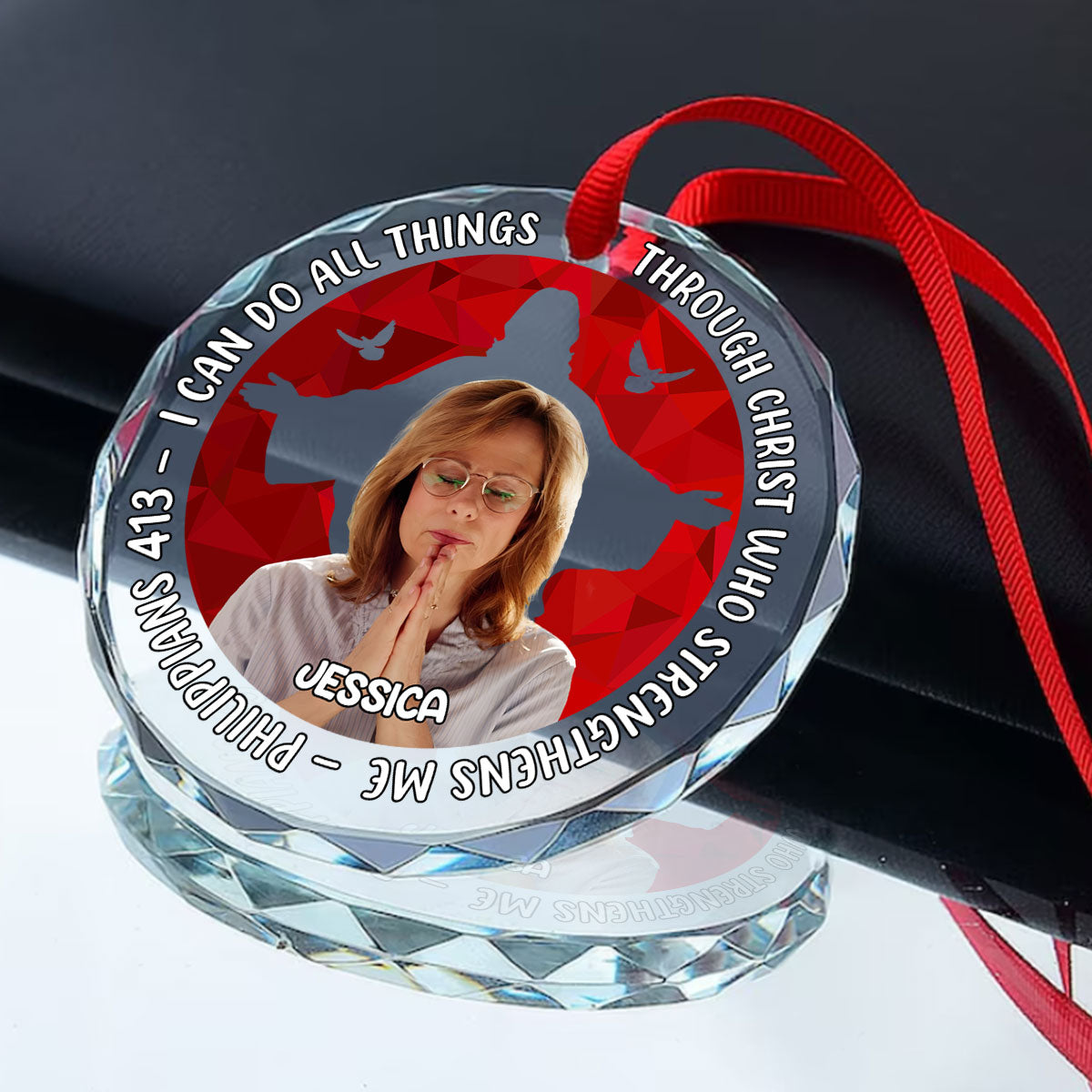 I Can Do All Things | Personalized 1-Side Round Glass Ornament JSURGOPPL2086L