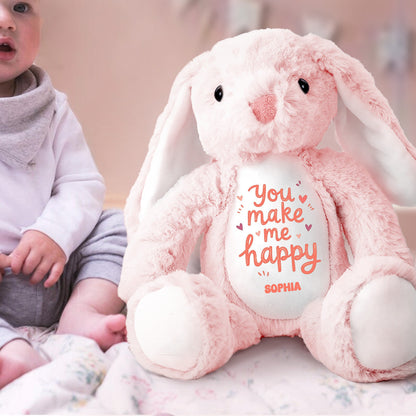 You Make Me Happy | Personalized Stuffed Bunny