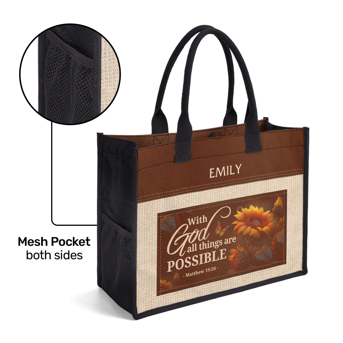 With God All Things Are Possible - Personalized New Canvas Tote Bag CTBM802