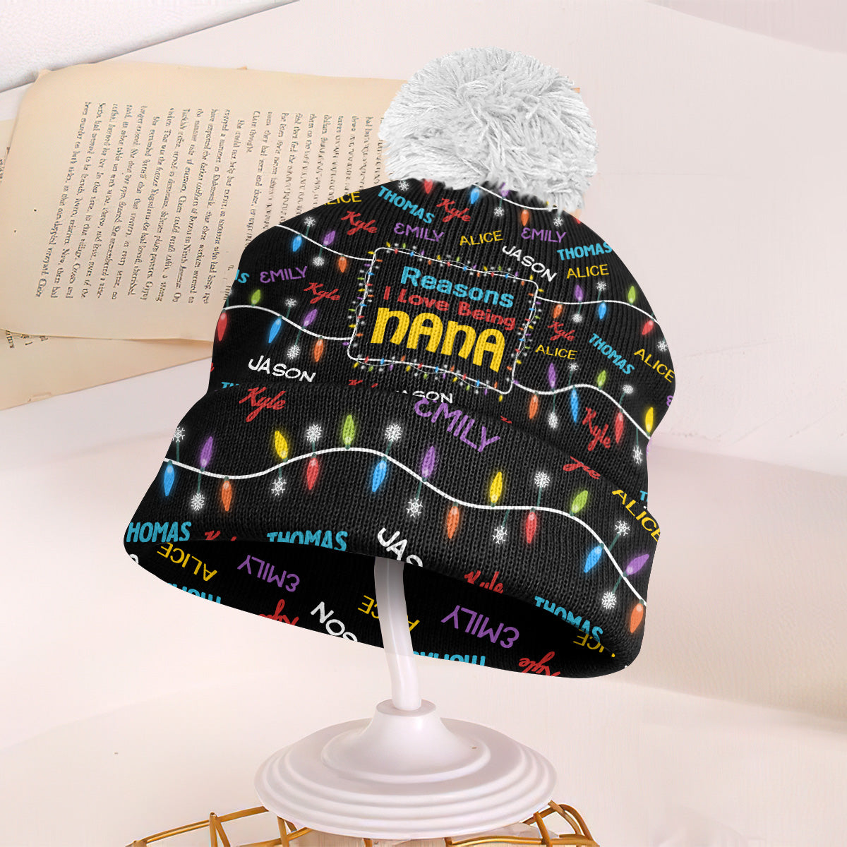 Reasons I Love Being Nana/Papa/ Mom/Dad | Personalized Bobble Beanie Hat JSBBHPPA2526D