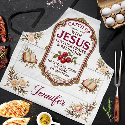 He Loves Me From My Head To My Tomatoes | Personalized Apron With Pocket